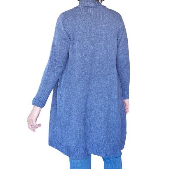Lane Bryant Blue Long Sleeve Open Front Shawl Collar Cardigan Sweater 14/16 - Picture 3 of 6